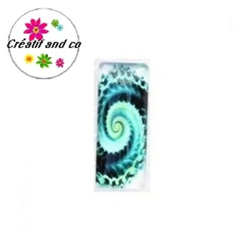 X2 cabochons rectangles tourbillon de vert 10x25mm