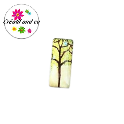 X2 cabochons rectangles arbre de vie 10x25mm