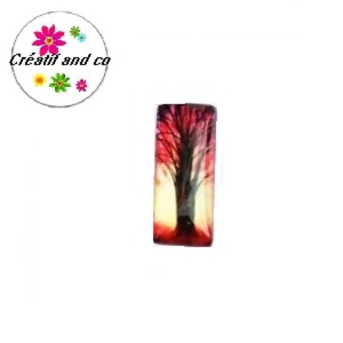 X2 cabochons rectangles arbre de vie 10x25mm