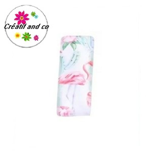 X 2 cabochons rectangles flamant rose 10x25mm