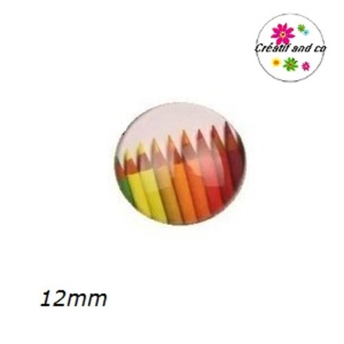 X2 cabochons crayons de couleur 12mm
