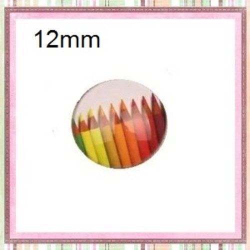 X2 cabochons crayons de couleur 12mm
