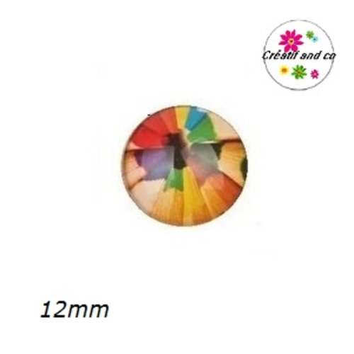 X2 cabochons crayons de couleur 12mm