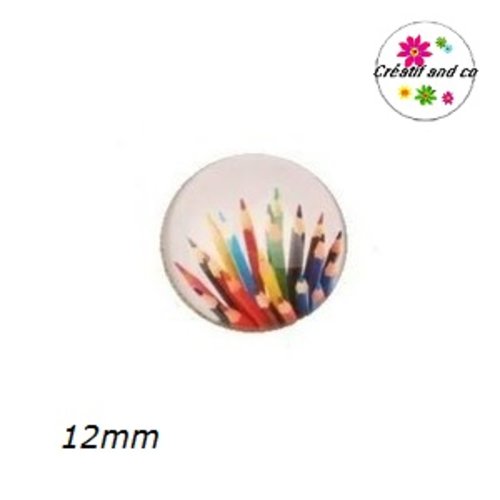 X2 cabochons crayons de couleur 12mm