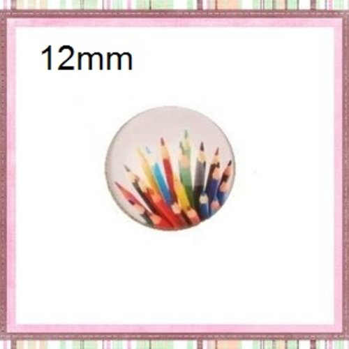 X2 cabochons crayons de couleur 12mm