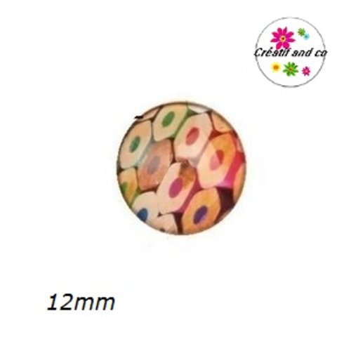 X2 cabochons crayons de couleur 12mm