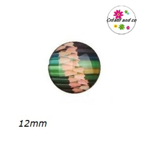 X2 cabochons crayons de couleur 12mm