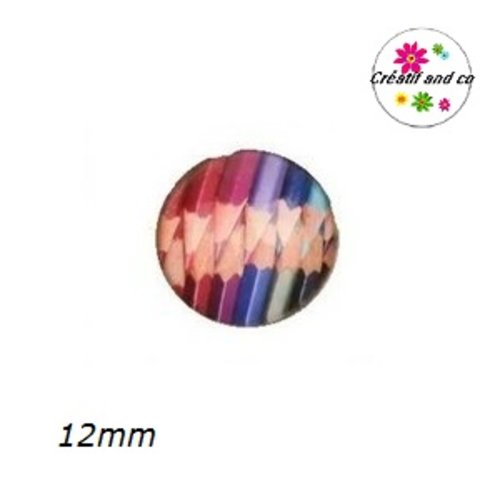 X2 cabochons crayons de couleur 12mm