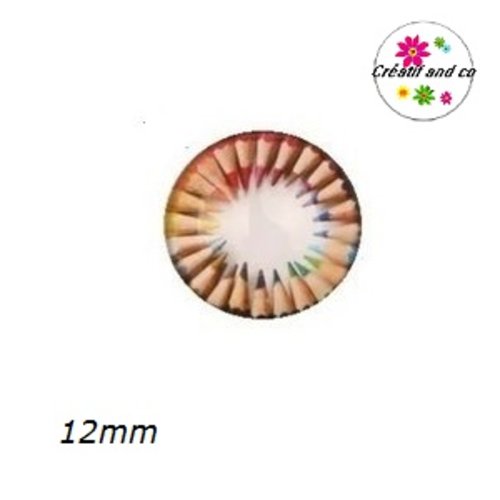 X2 cabochons crayons de couleur 12mm
