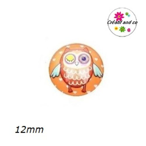 X2 cabochons hibou 12mm