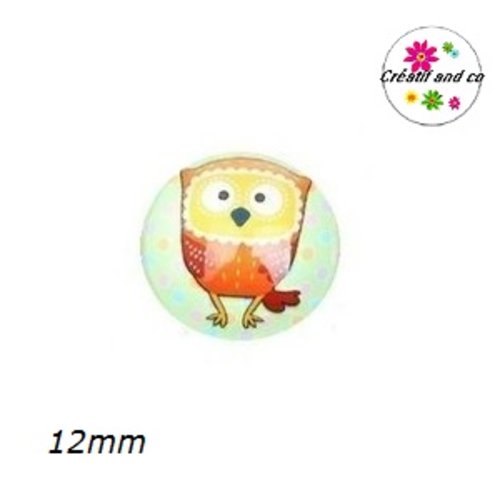 X2 cabochons hibou 12mm