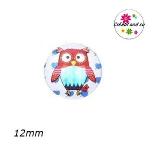 X2 cabochons hibou 12mm