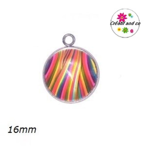 Pendentif cabochon rayé 16mm