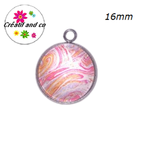 Pendentif cabochon cratère rose 16mm
