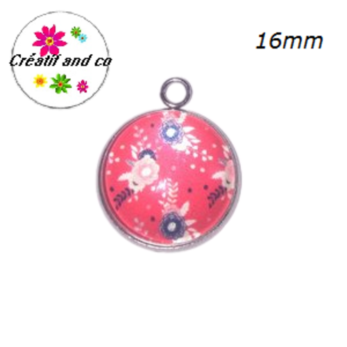 Pendentif cabochon fleuri 16mm