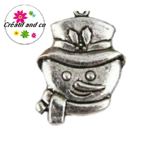 Grande breloque tête bonhomme de neige 30mm