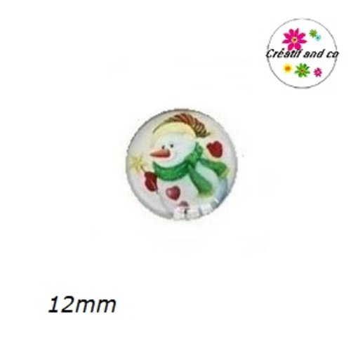 X2 cabochons bonhomme de neige 12mm
