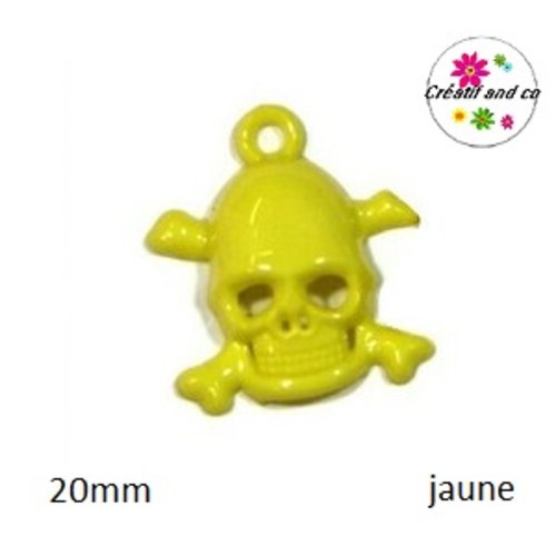 Breloque tête de mort jaune 20mm