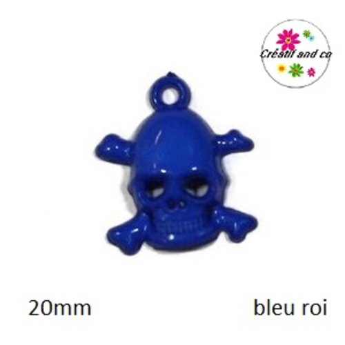 Breloque tête de mort bleu roi 20mm