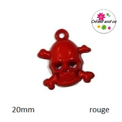 Breloque tête de mort rouge 20mm