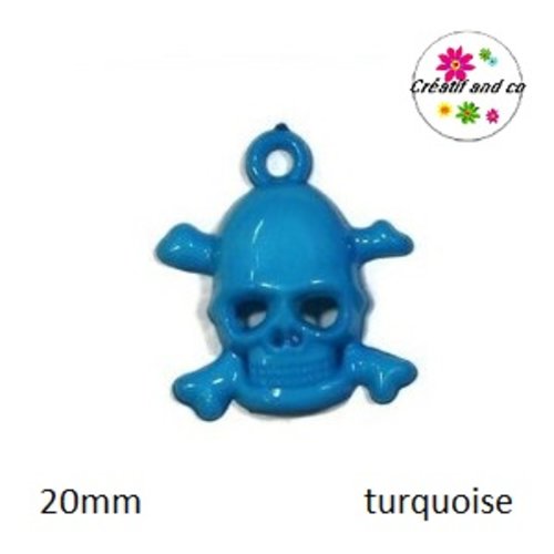 Breloque tête de mort turquoise 20mm
