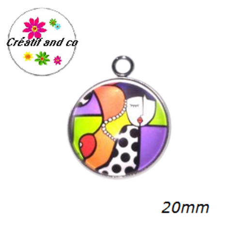 Pendentif cabochon visage abstrait 20mm