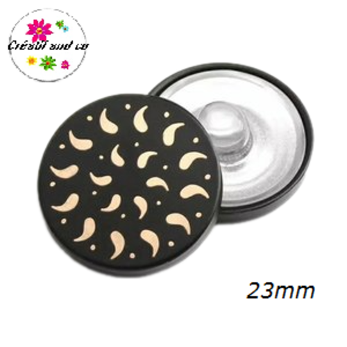 Bouton pression noir et or métal 23mm