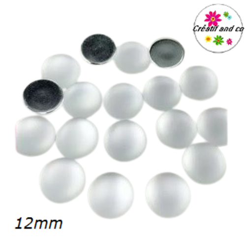 X2 cabochons effet givré blanc 12mm