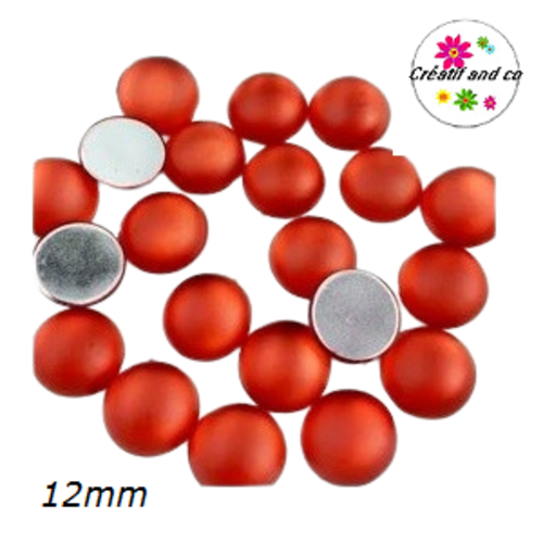 X2 cabochons effet givré rouge 12mm