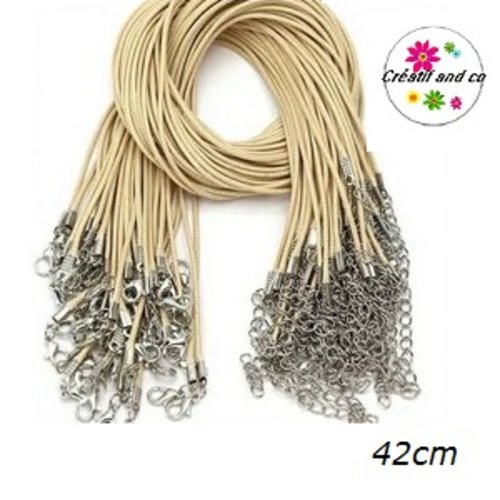 Tour du cou coton ciré beige 42cm