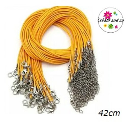 Tour du cou coton ciré jaune d'or 42cm