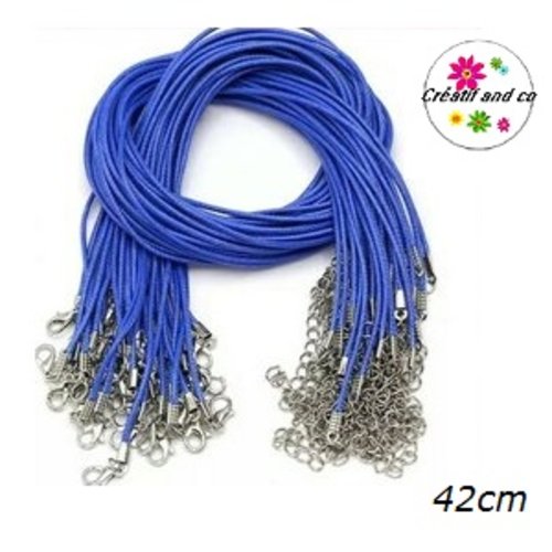 Tour du cou coton ciré bleu marine 42cm