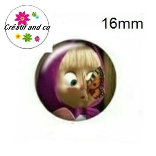 X2 cabochons petite fille avec papillon 16mm