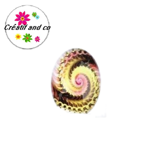 X2 cabochons ovales tourbillon de couleur 18x25mm