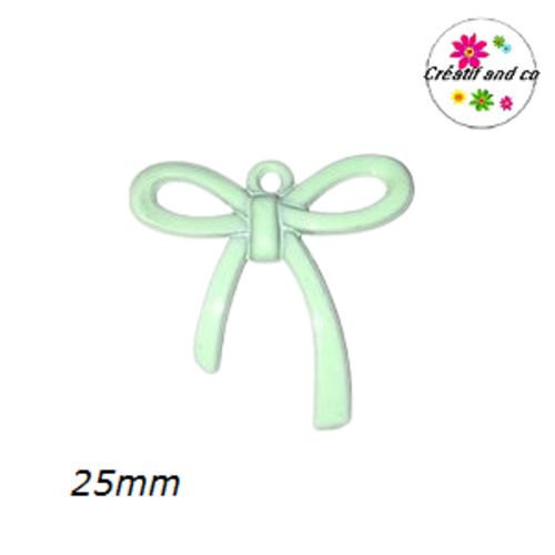 Breloque noeud vert clair  émail 25mm