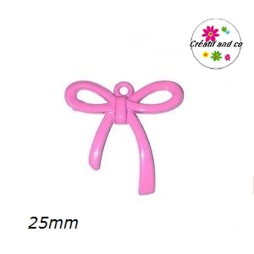 Breloque noeud rose émail 25mm