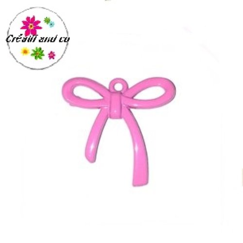 Breloque noeud rose émail 25mm