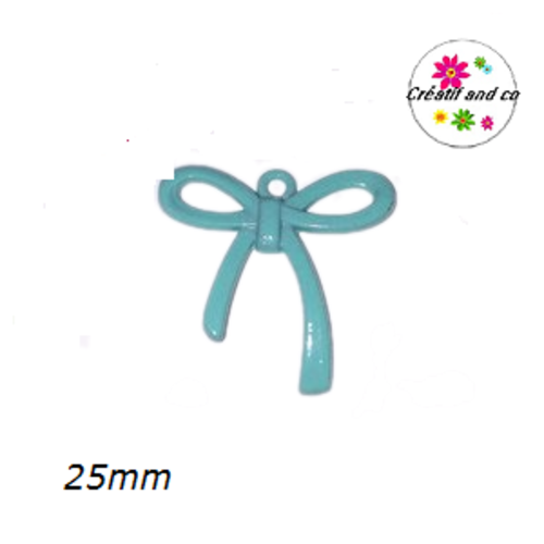 Breloque noeud vert émail 25mm