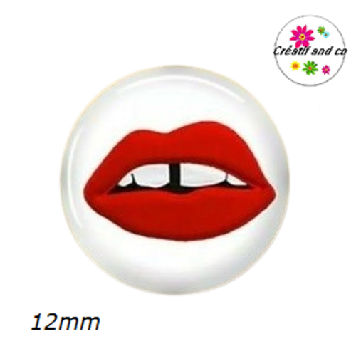 X 2 cabochons lips et dent du bonheur 12mm