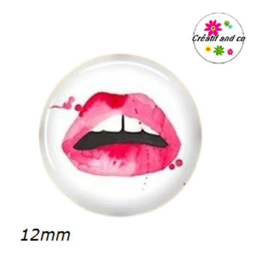 X 2 cabochons lips rose 12mm