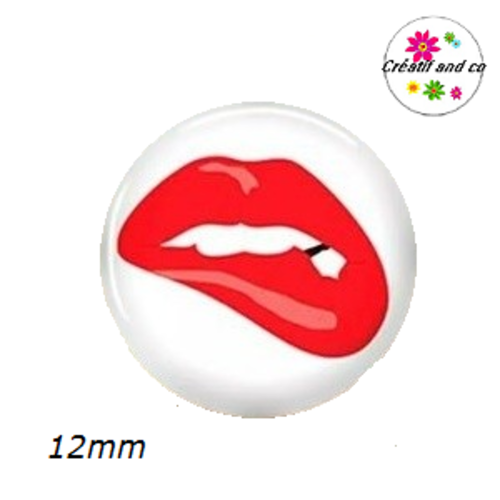 X 2 cabochons lips rouge 12mm
