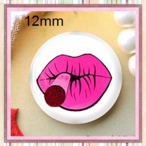 X 2 cabochons lips 12mm