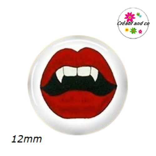 X 2 cabochons lips dent de vampire 12mm