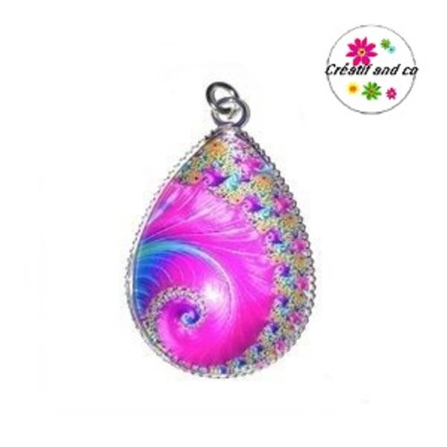 Pendentif cabochon goutte tourbillon coloré