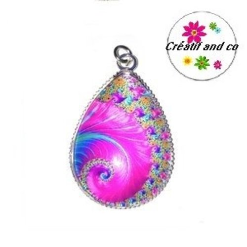 Pendentif cabochon goutte tourbillon coloré