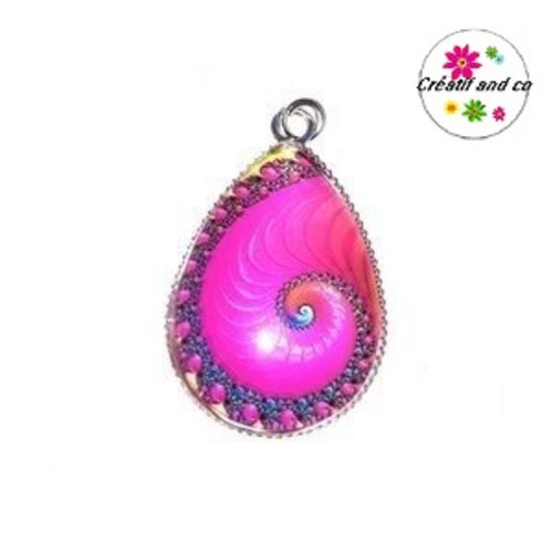 Pendentif cabochon goutte tourbillon coloré