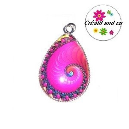 Pendentif cabochon goutte tourbillon coloré