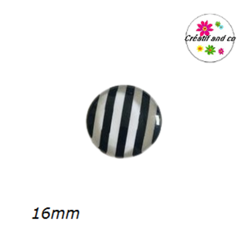 X2 cabochons noir et blanc 16mm