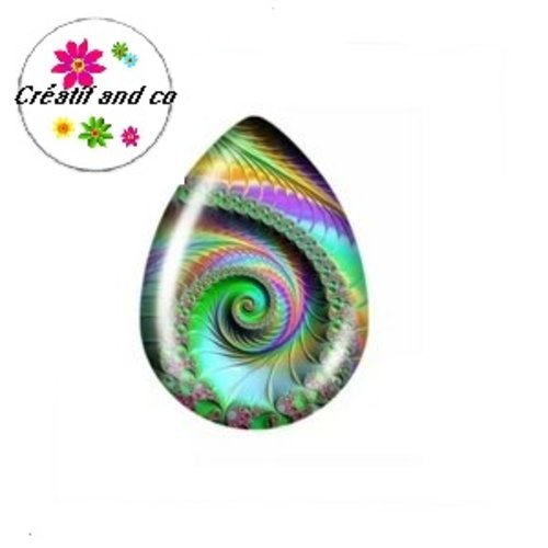 Cabochon goutte tourbillon coloré 18x25mm