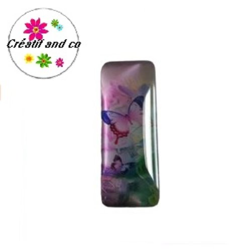 X2 cabochons rectangles papillon 10x25mm